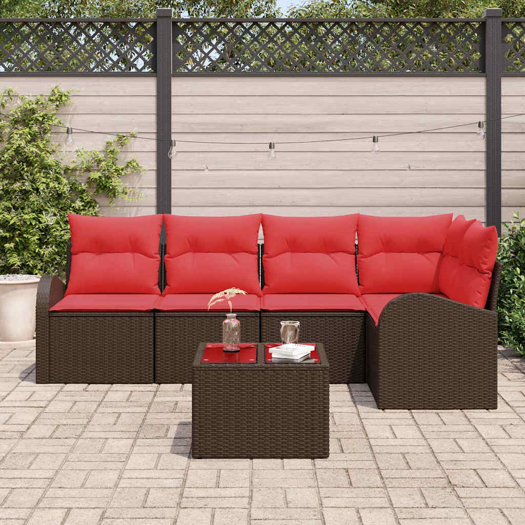 Conjunto de sofá de jardín Marrón ratán sintético
