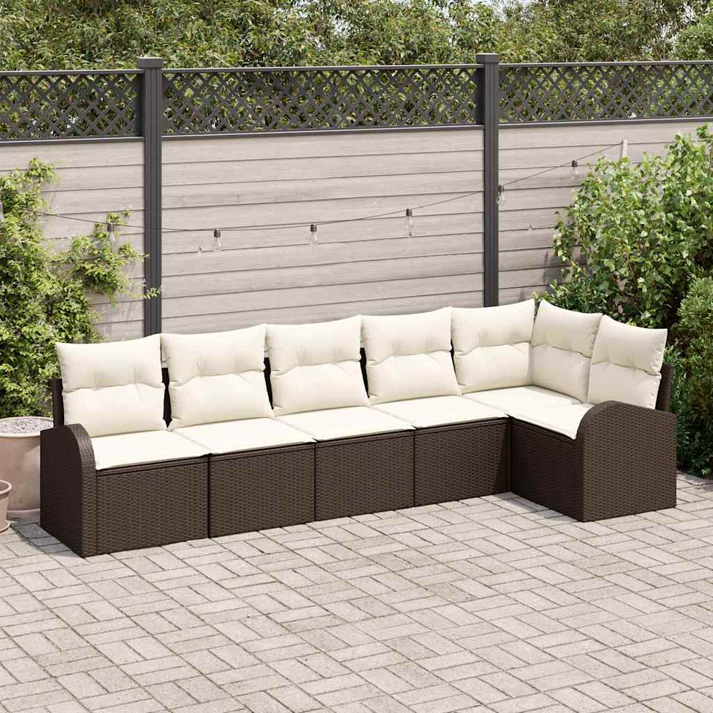 Conjunto de sofá de jardín 7 pcs Beige ratán sintético