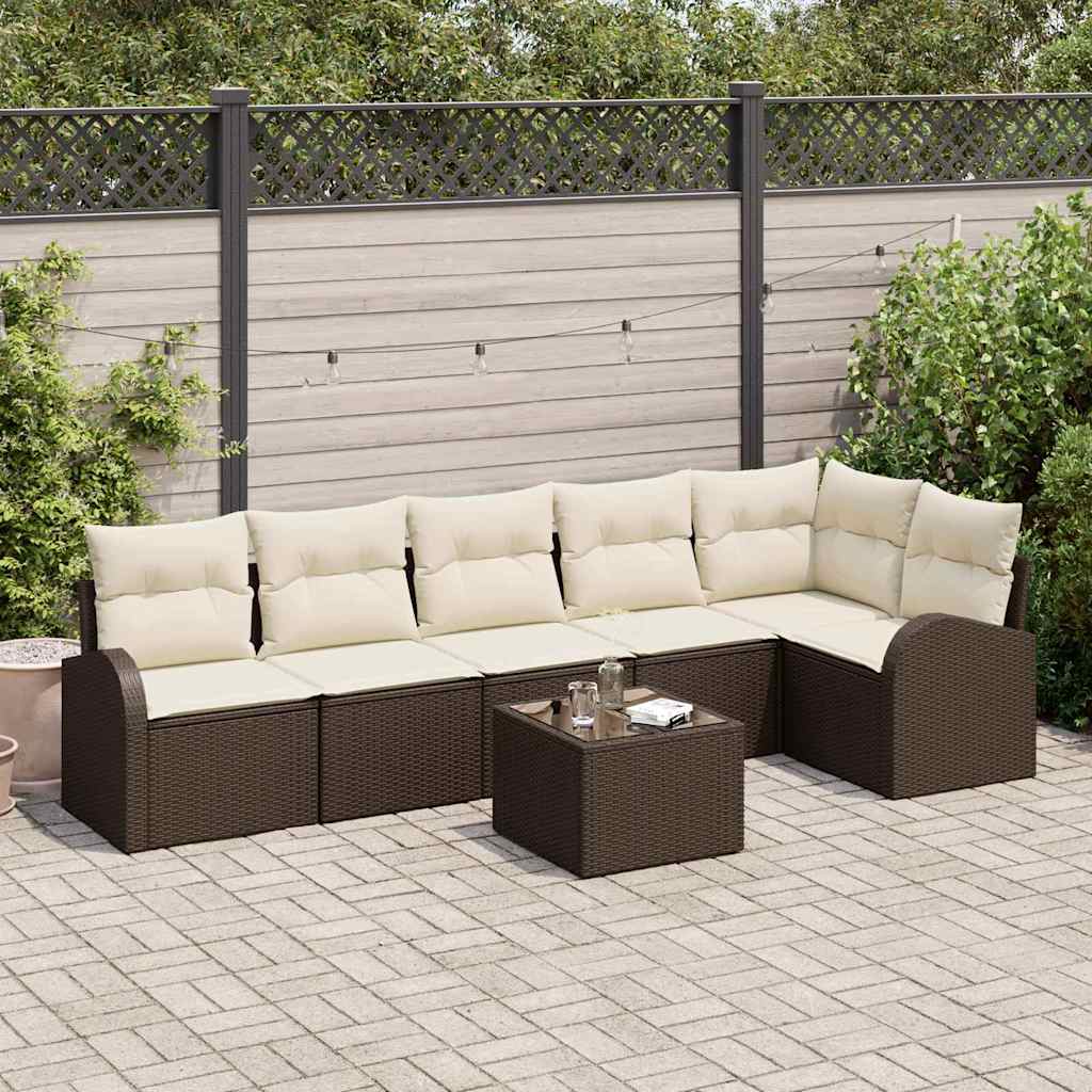 Conjunto de sofá de jardín 7 pcs Beige ratán sintético