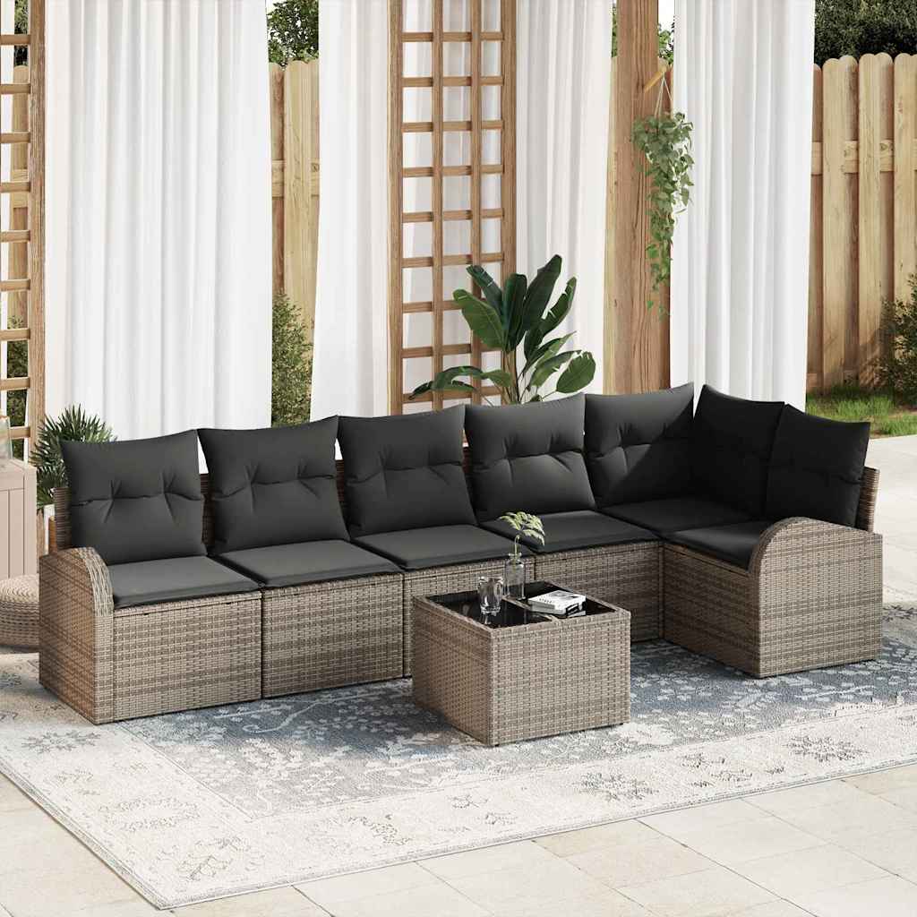 Conjunto de sofá de jardín 7 pcs Beige ratán sintético