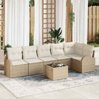 7-piece Garden Sofa Set Beige Synthetic Rattan