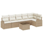 7-piece Garden Sofa Set Beige Synthetic Rattan