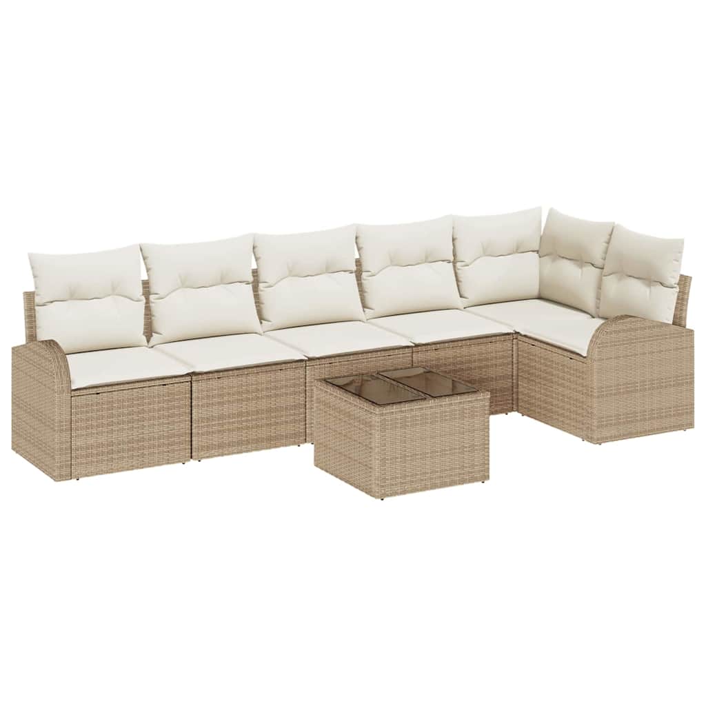 Conjunto de sofá de jardín 7 pcs Beige ratán sintético