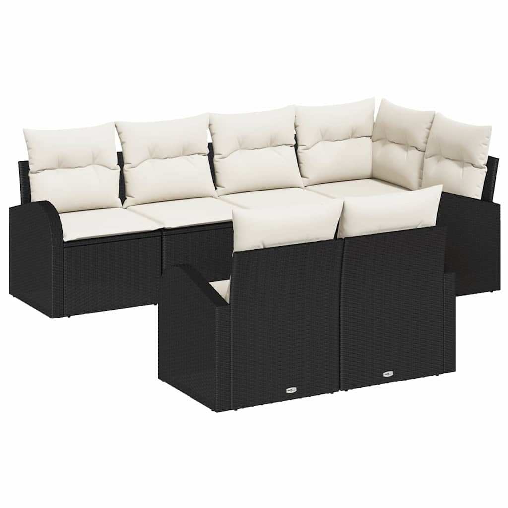 Conjunto de sofá de jardín Negro ratán sintético