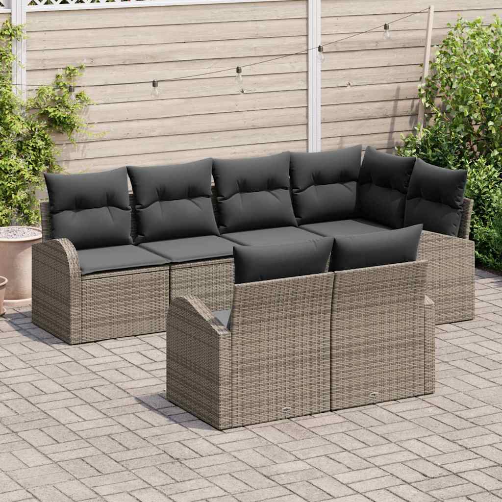 Conjunto de sofá de jardín Gris ratán sintético
