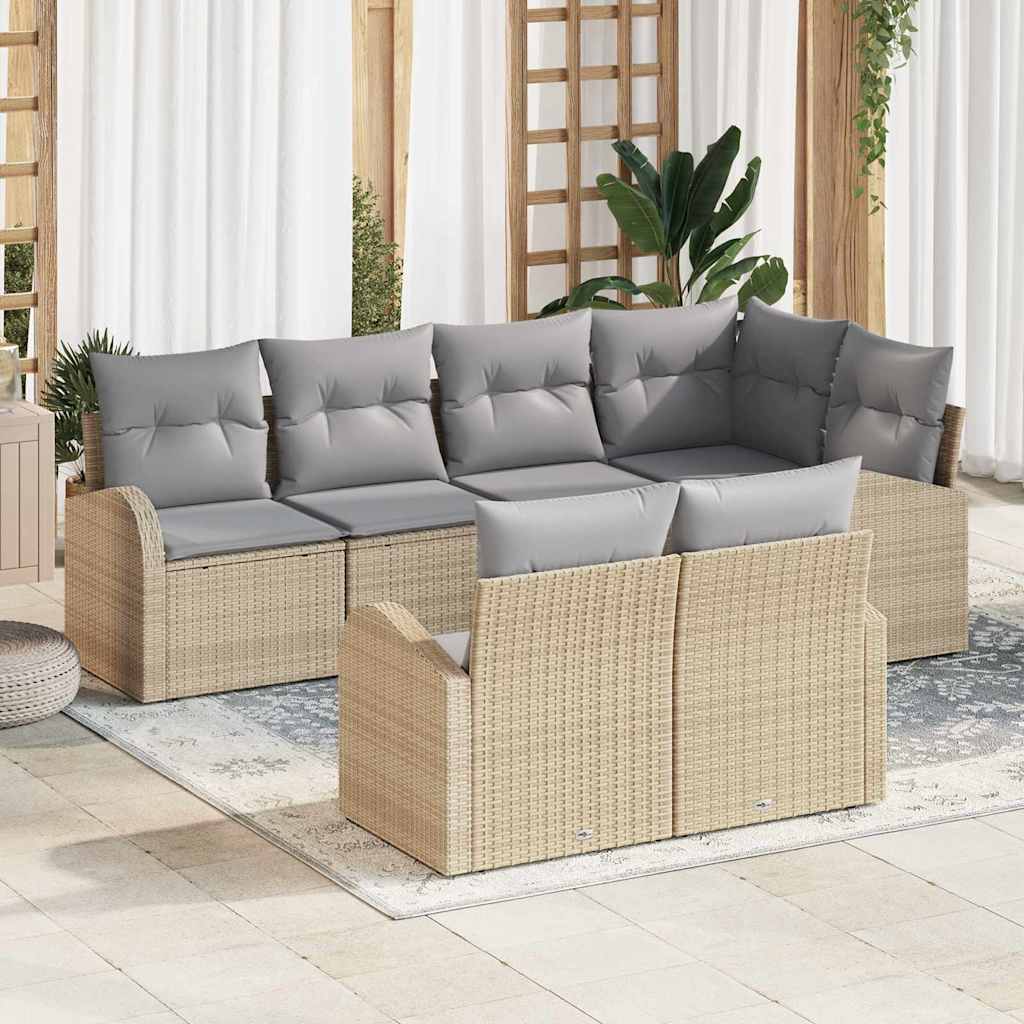 Conjunto de sofá de jardín Beige ratán sintético