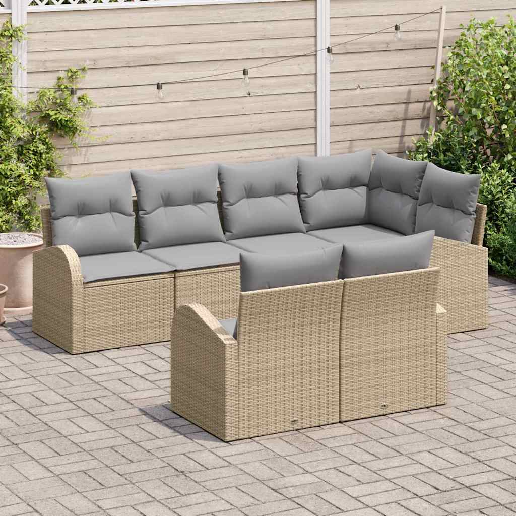 Conjunto de sofá de jardín Beige ratán sintético