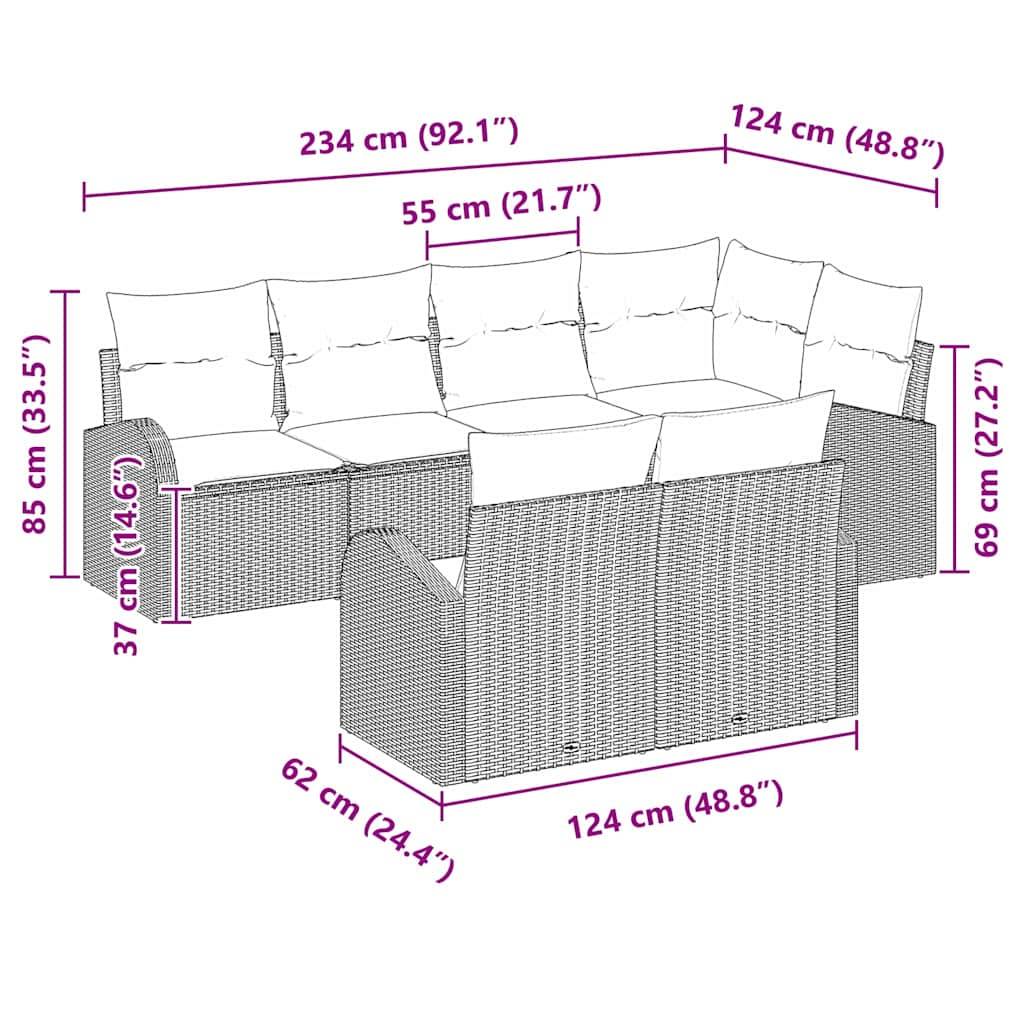 Conjunto de sofá de jardín Beige ratán sintético