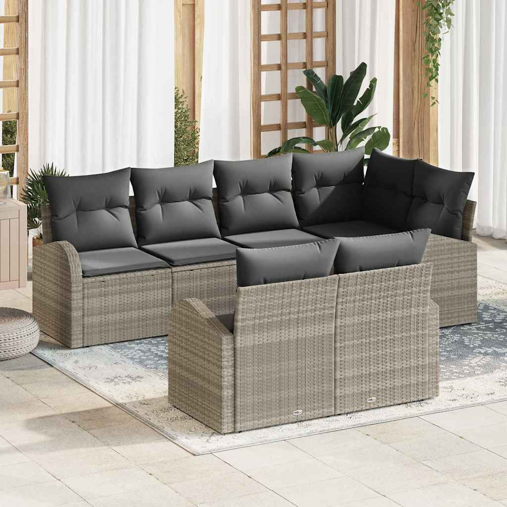 Conjunto de sofá de jardín Gris Claro ratán sintético