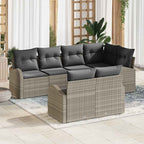 Conjunto de sofá de jardín Gris Claro ratán sintético