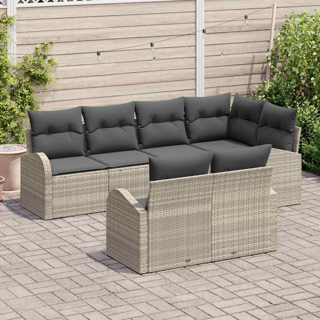 Conjunto de sofá de jardín Gris Claro ratán sintético