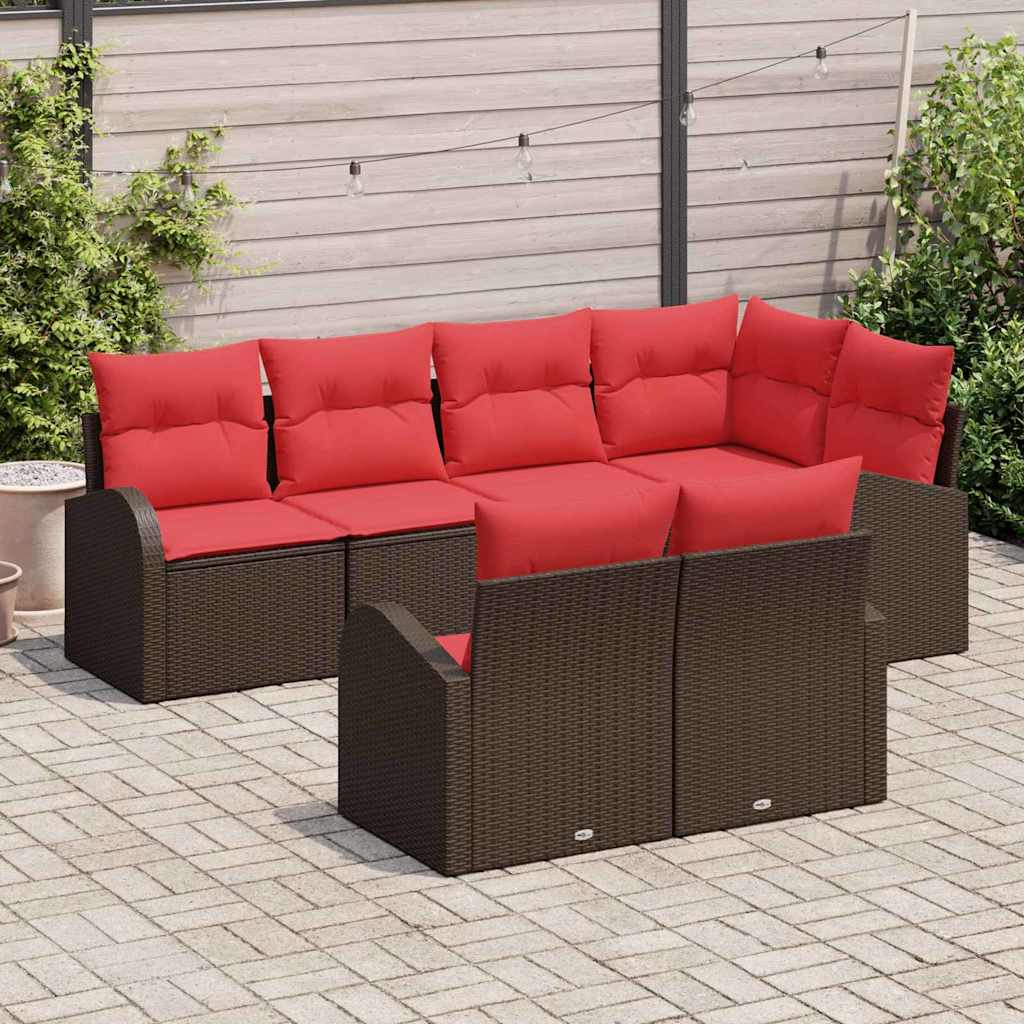 Conjunto de sofá de jardín Marrón ratán sintético