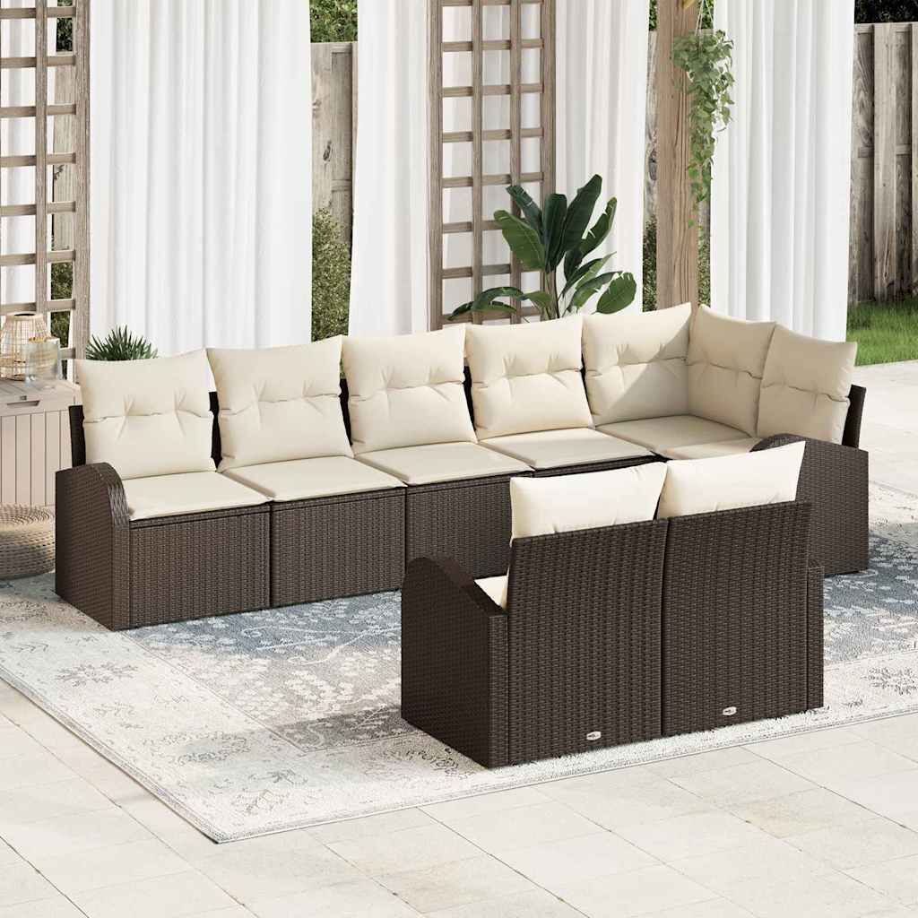 Conjunto de sofá de jardim 8 pçs vime sintético