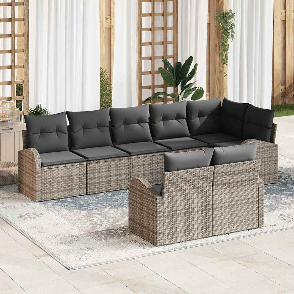 Conjunto de sofá de jardim 8 pçs vime sintético