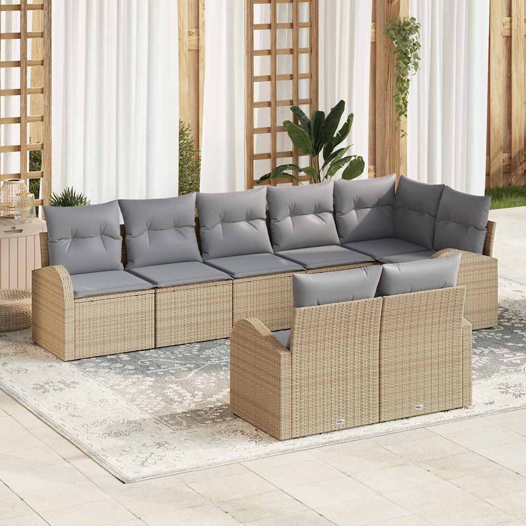 Conjunto de sofá de jardim 8 pçs vime sintético