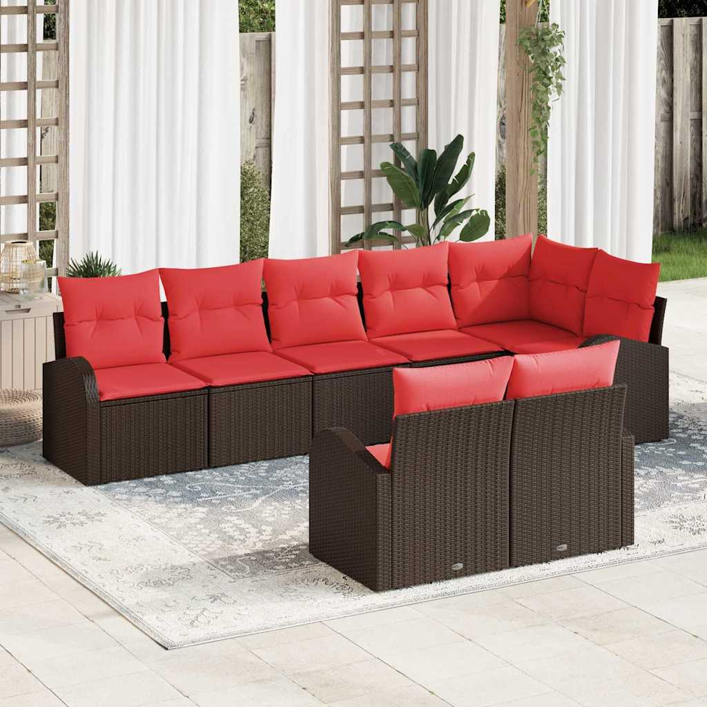 Conjunto de sofá de jardín Marrón ratán sintético
