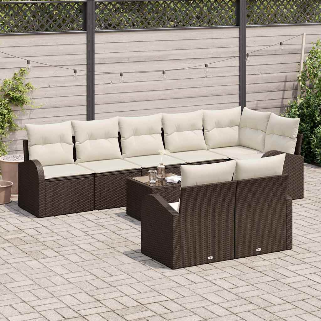 Conjunto de sofá de jardín Marrón y crema 55 x 55 x 37 cm