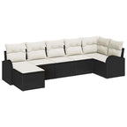 Conjunto de sofá de jardín con cojín 7 pcs Negro Poliratán