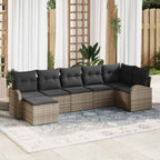 Conjunto de sofá de jardín con cojín 7 pcs Gris Poliratán