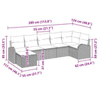 Conjunto de sofá de jardín con cojín 7 pcs Gris Poliratán
