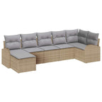 Conjunto de sofá de jardín con cojín 7 pcs Beige Poliratán