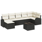 Conjunto de sofá de jardín con cojín 8 pcs Negro Poliratán