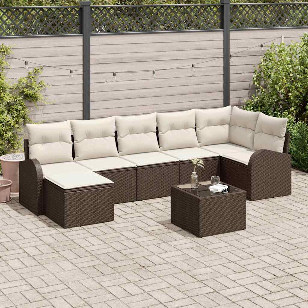 Conjunto de sofá de jardín con cojín 8 pcs Gris ratán sintético