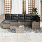 Conjunto de sofá de jardín con cojín 8 pcs Gris Poliratán