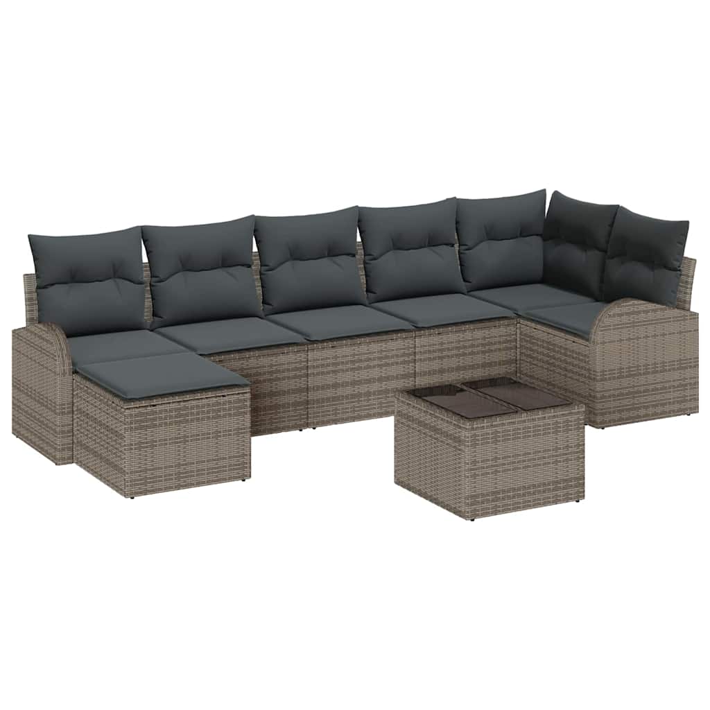 Conjunto de sofá de jardín con cojín 8 pcs Gris Poliratán