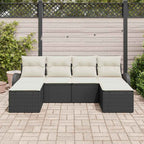 Conjunto de sofá de jardín 6 pcs Negro Rattan de Poliéster