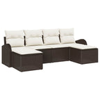 Conjunto de sofá de jardín 6 pcs Marrón Rattan de Poliéster