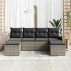 Conjunto de sofá de jardín 6 pcs Gris Rattan de Poliéster