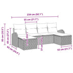 Conjunto de sofá de jardín 6 pcs Gris Rattan de Poliéster