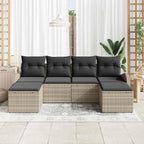 Conjunto de sofá de jardín 6 pcs Gris Claro Rattan de Poliéster