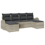 Conjunto de sofá de jardín 6 pcs Gris Claro Rattan de Poliéster