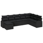 Conjunto de sofá de jardín 8 pcs Negro Rattan de Poliéster