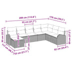 Conjunto de sofá de jardín 8 pcs Negro Rattan de Poliéster