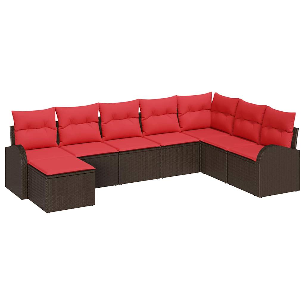Conjunto de sofá de jardín 8 pcs Marrón Poliratán