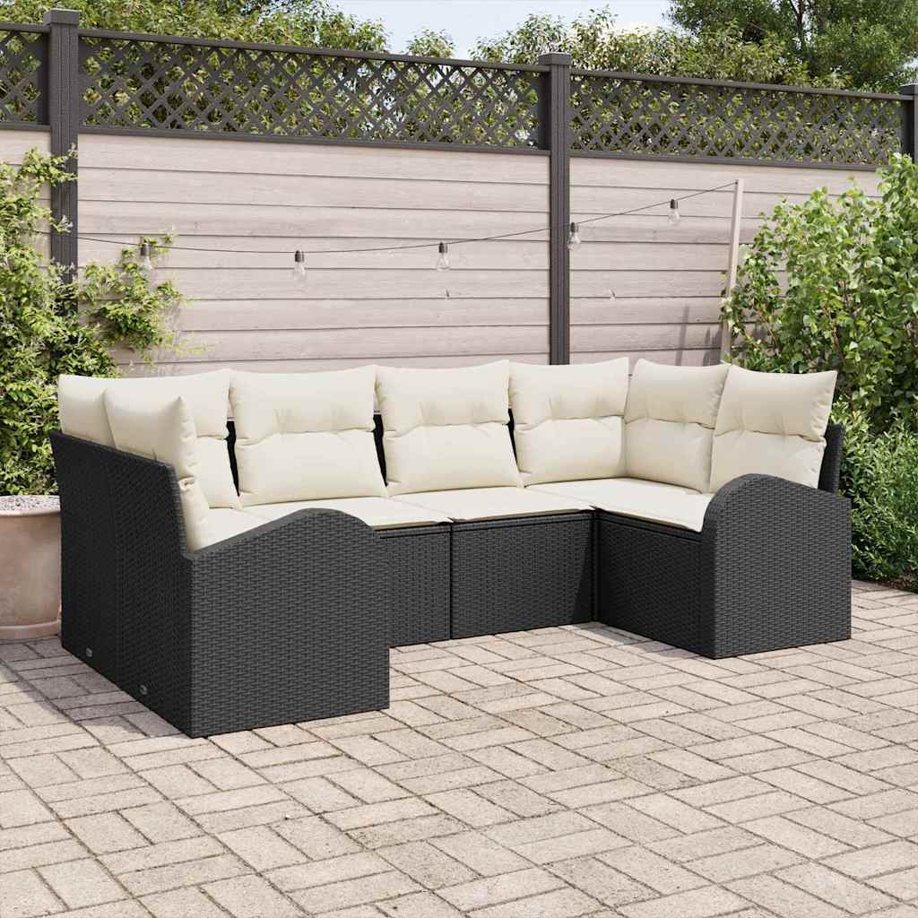 Conjunto de sofá de jardim 6 pcs Bege Ratan de Poliéster