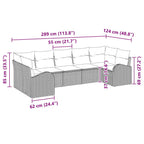 Conjunto de sofá de jardín 7 pcs Beige Rattan de Poliéster