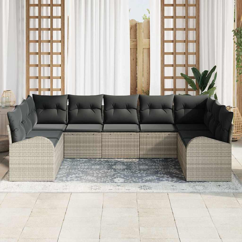 Juego de Sofá con cojín Gris Claro Rattan de Poliéster