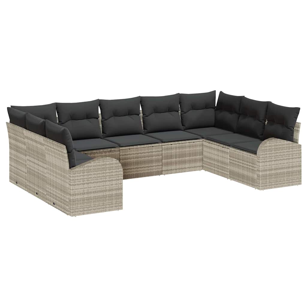 Juego de Sofá con cojín Gris Claro Rattan de Poliéster