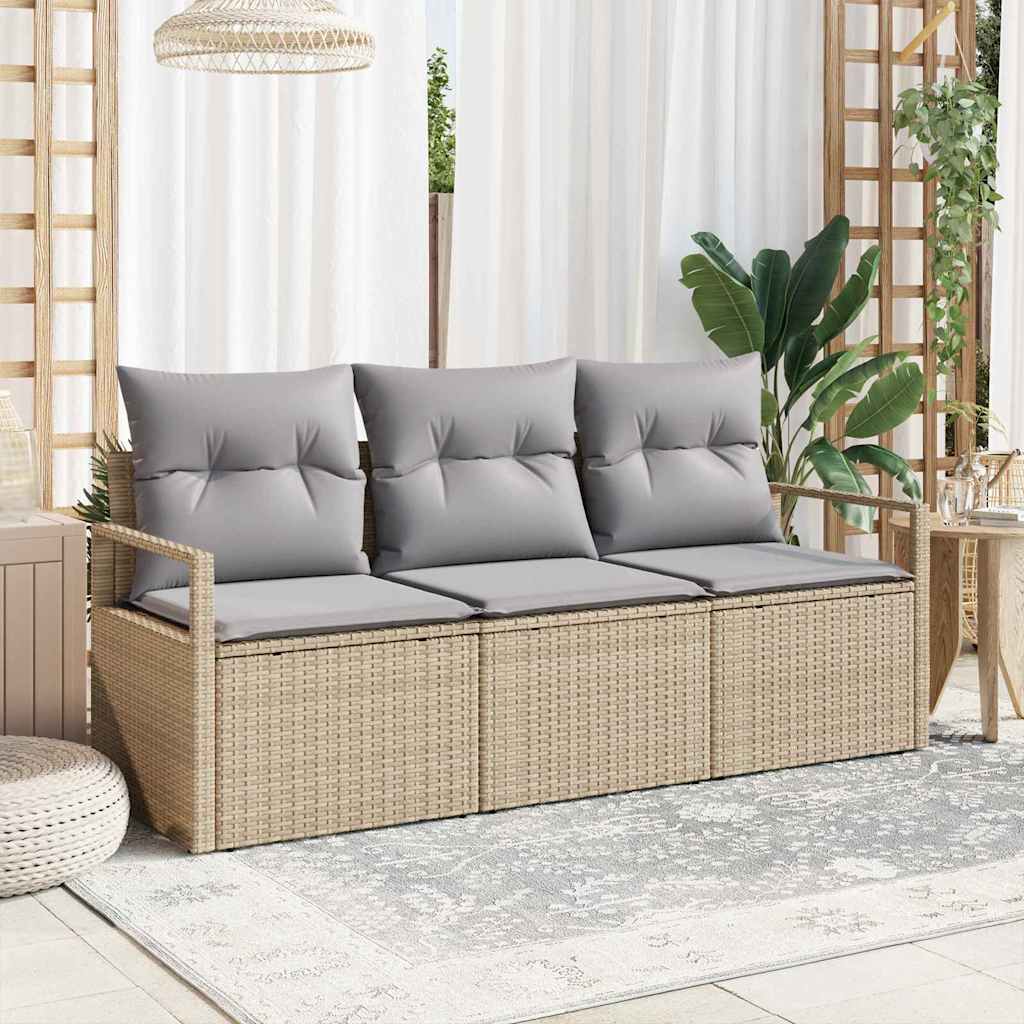 Conjunto de sofá de jardín 7 pcs Beige Poliratán