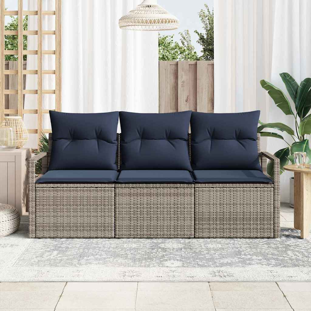Juego de Sofá 3 pcs Gris ratán sintético