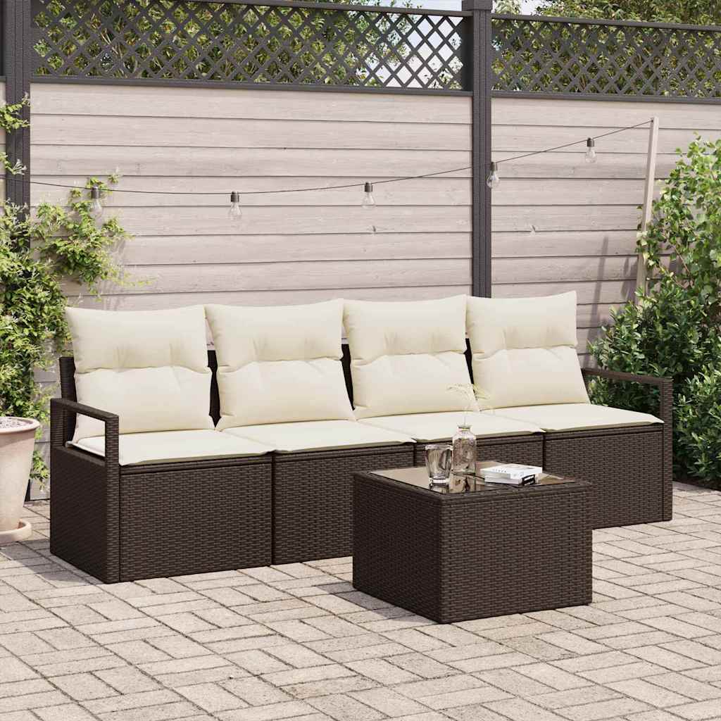 Conjunto de sofá de jardín con cojín 8 pcs Beige y Crema