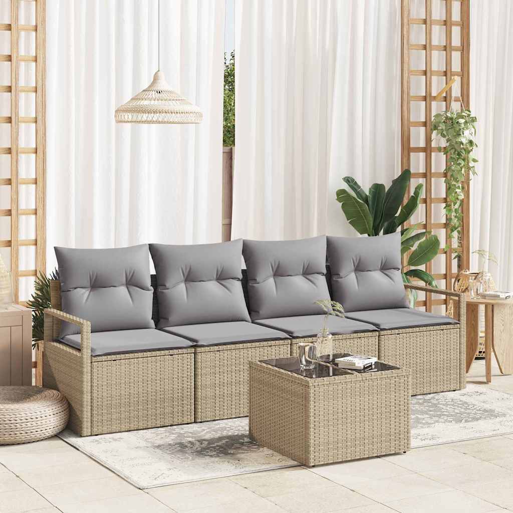 Conjunto de sofá de jardín con cojín 8 pcs Beige y Crema