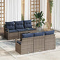 Conjunto de sofá de jardim com almofadas 10 pçs cinzento e azul-marinho
