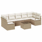 Juego de Sofá 8 pcs Beige y Crema ratán sintético