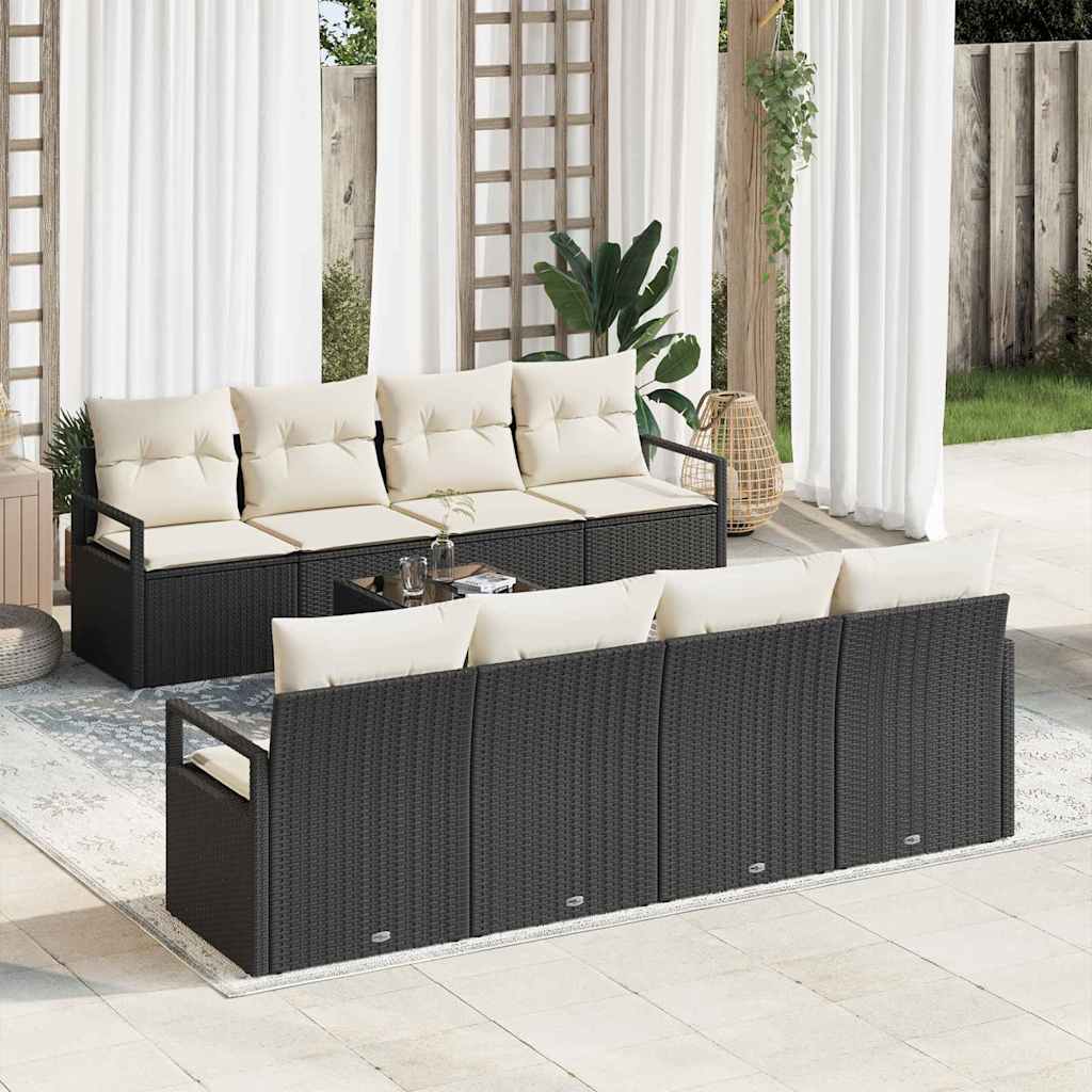 Conjunto de sofás de jardín con cojín 5 pcs Beige y Gris Claro