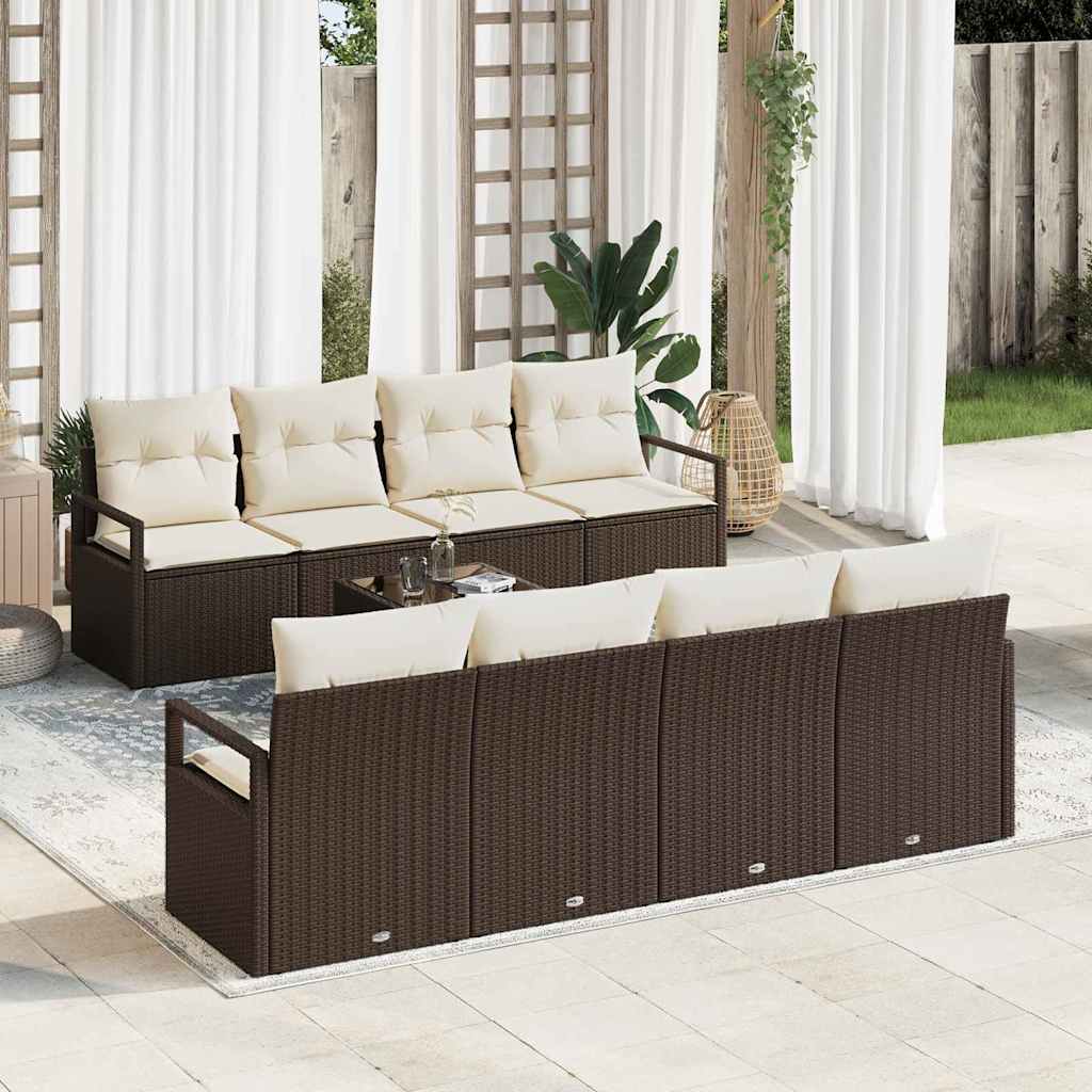 Conjunto de sofás de jardín con cojín 5 pcs Beige y Gris Claro